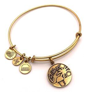 Alex and Ani Caribbean Charm Bracelet Shiny Gold Finish - Expands 2"- 3.5"